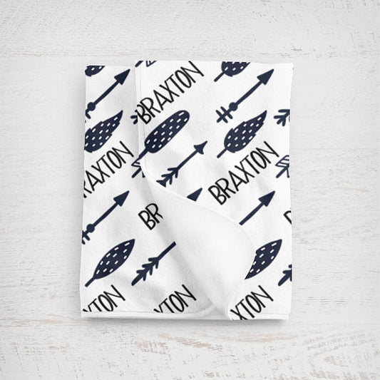 Boy's Personalized Arrow Swaddle Blanket - Squishy Cheeks