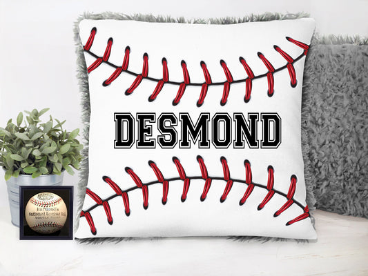 Boy's Personalized Baseball Grey Plush Pillow - Squishy Cheeks