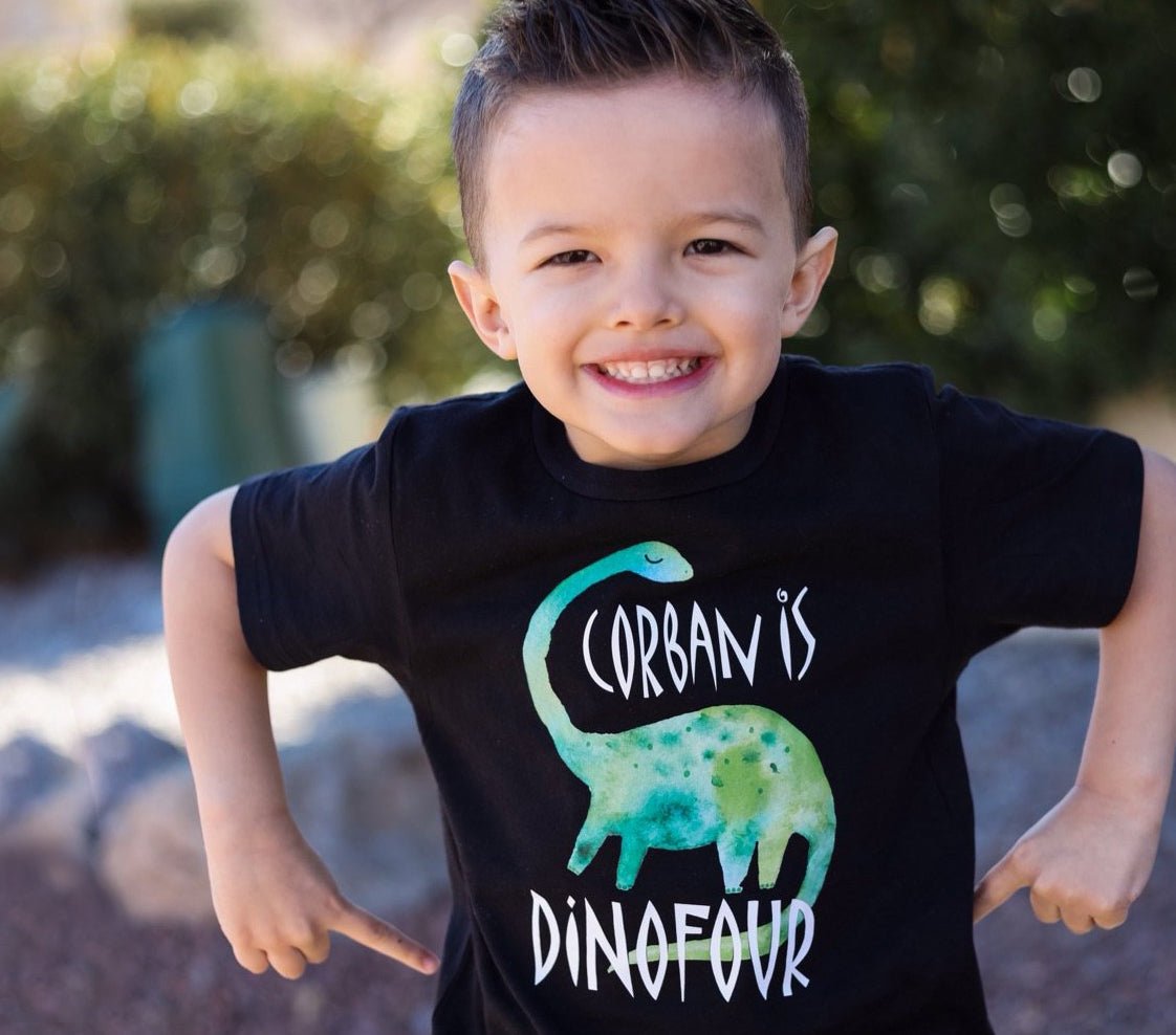 Boy's Personalized Dinosaur Dinofour Birthday Outfit - Squishy Cheeks