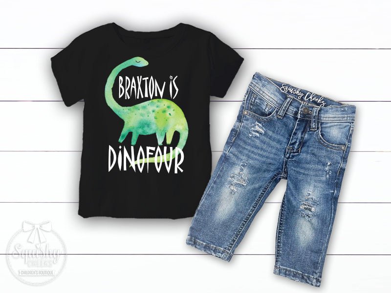 Boy's Personalized Dinosaur Dinofour Birthday Outfit - Squishy Cheeks