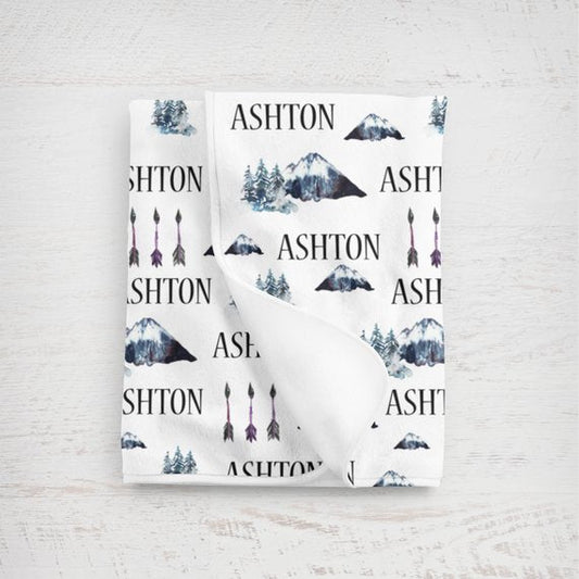 Boy's Personalized Forest Swaddle Blanket - Squishy Cheeks