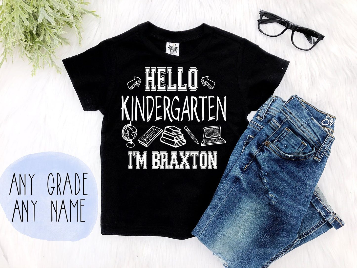 Boy's Personalized Hello Grade Back to School Shirt - Squishy Cheeks