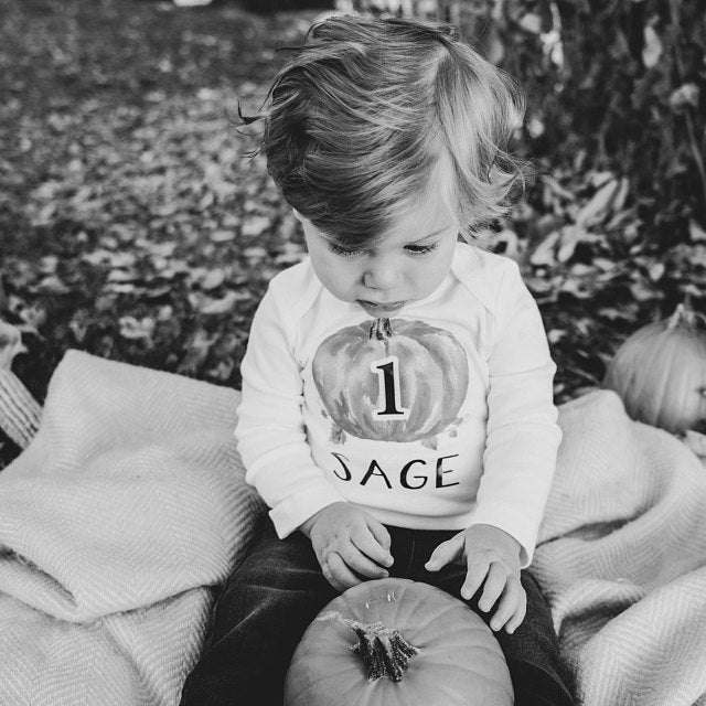 Boy's Personalized Pumpkin Birthday Outfit - Squishy Cheeks