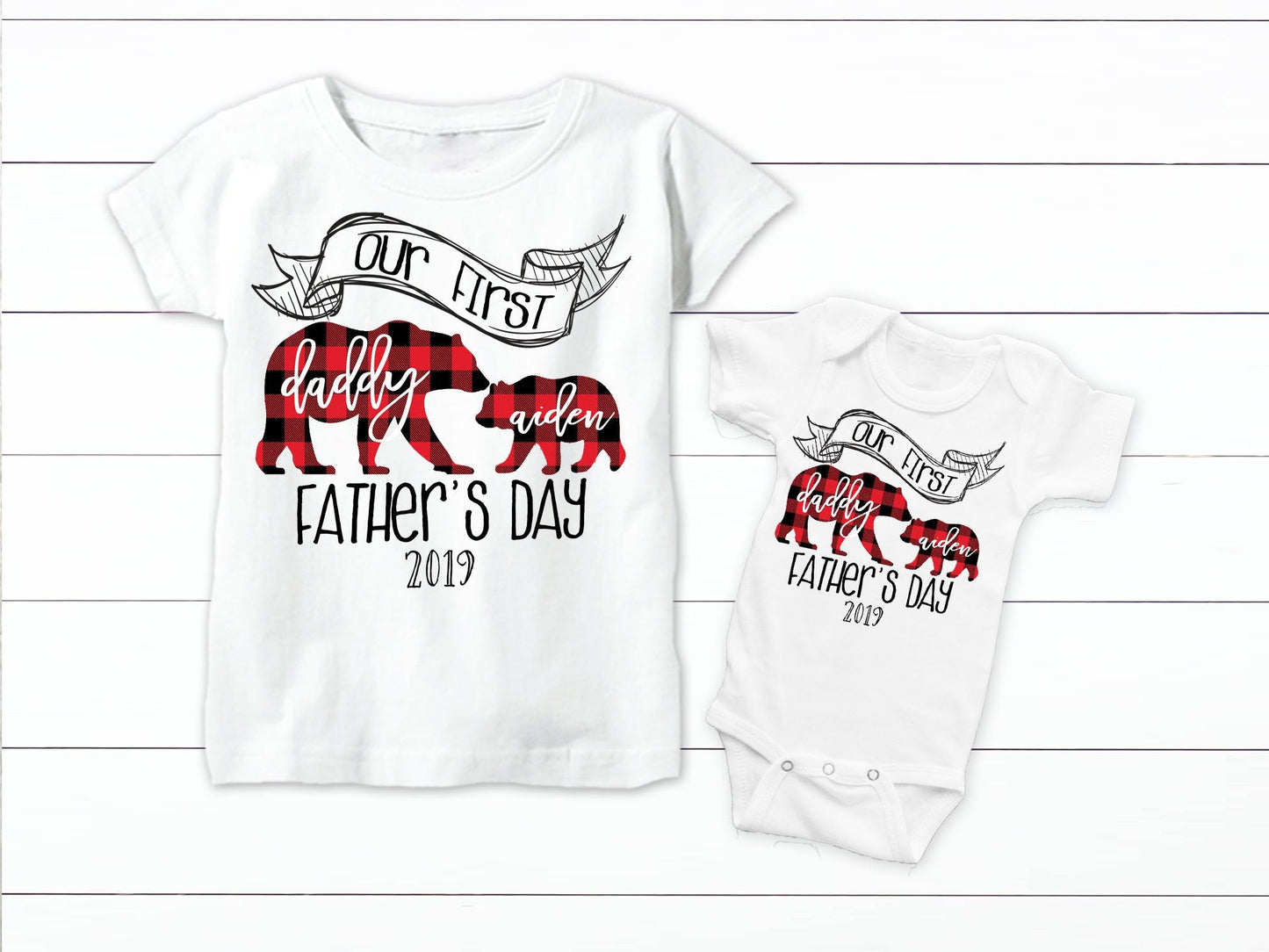Boy's Plaid First Father's Day Matching Tops - Squishy Cheeks