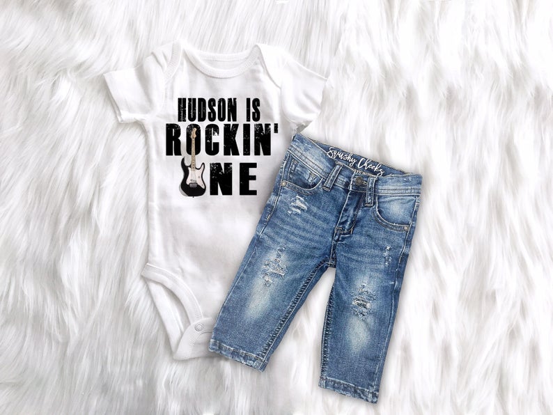 Boy's Rockin' One Rock n' Roll Birthday Outfit - Squishy Cheeks