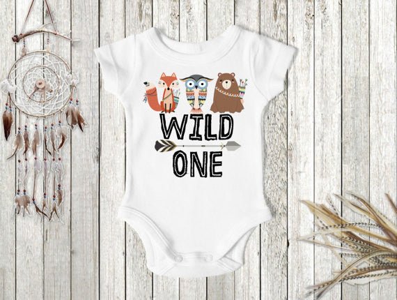 Boy's Wild One Woodland Animals First Birthday Top - Squishy Cheeks