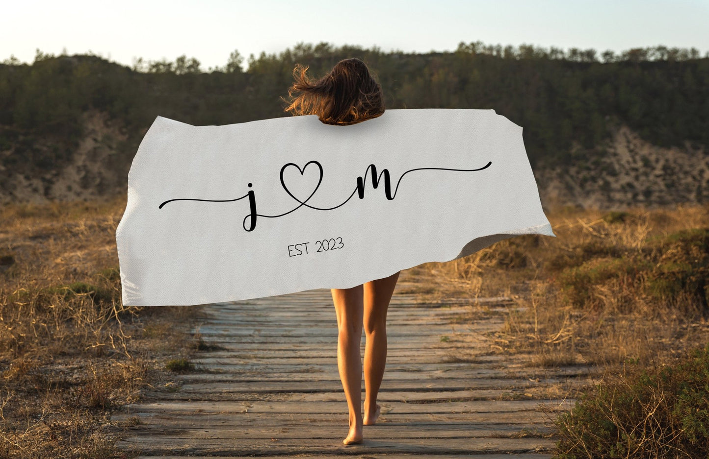 Bride and Groom Personalized Beach Towel - Squishy Cheeks