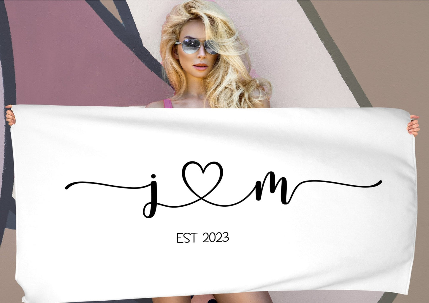 Bride and Groom Personalized Beach Towel - Squishy Cheeks