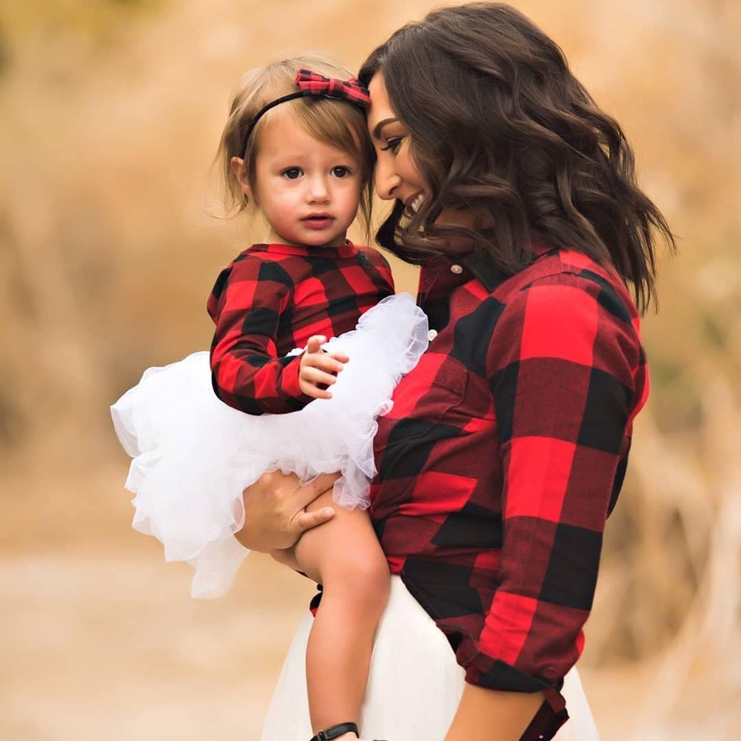 Buffalo Plaid Christmas Dress Fluffy Twirl Dress Personalized Girl Christmas Outfit Red Black Plaid Toddler Dress Sizes NB-10 - Squishy Cheeks