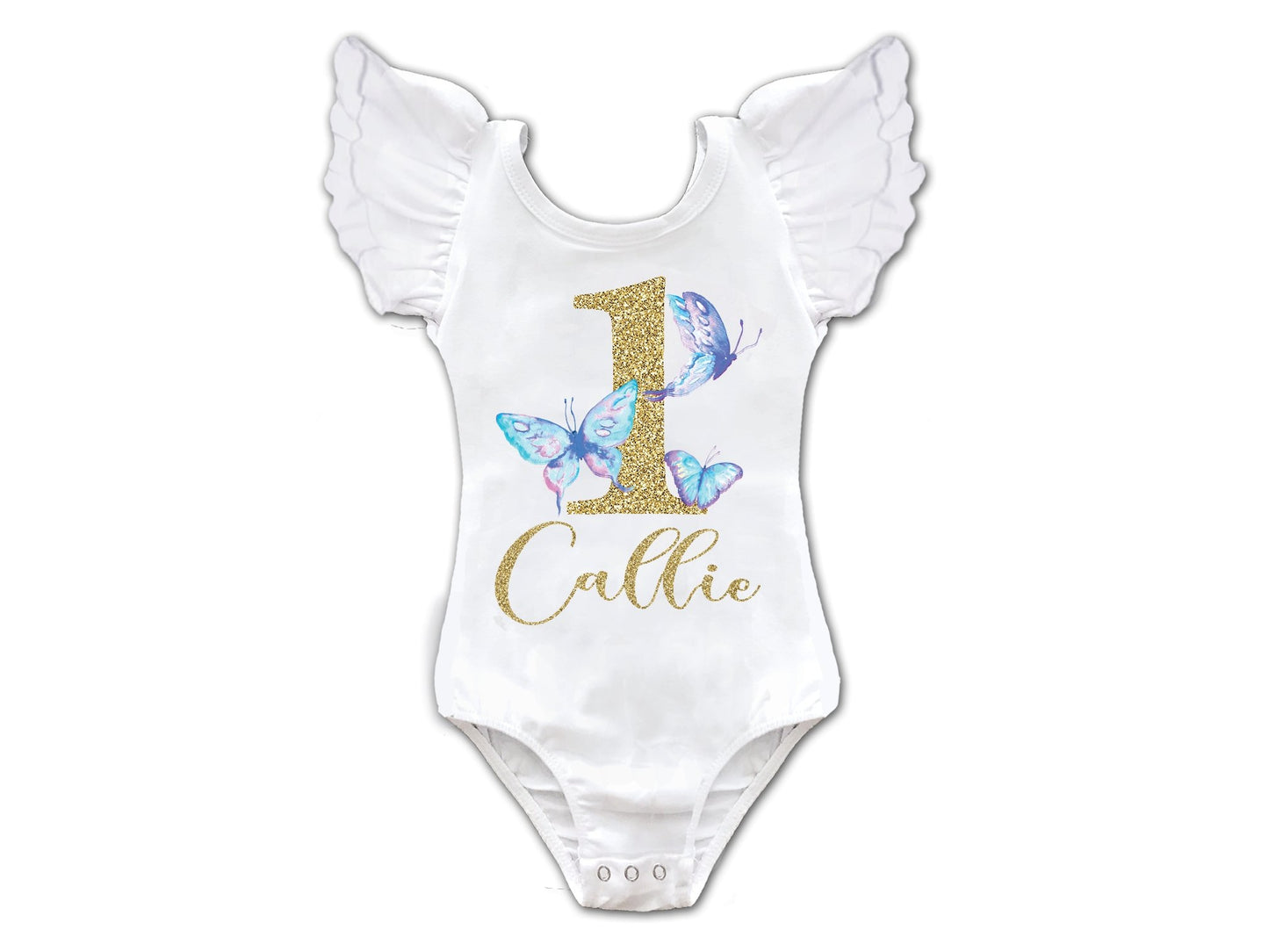 Butterfly 1st Birthday Top - Squishy Cheeks