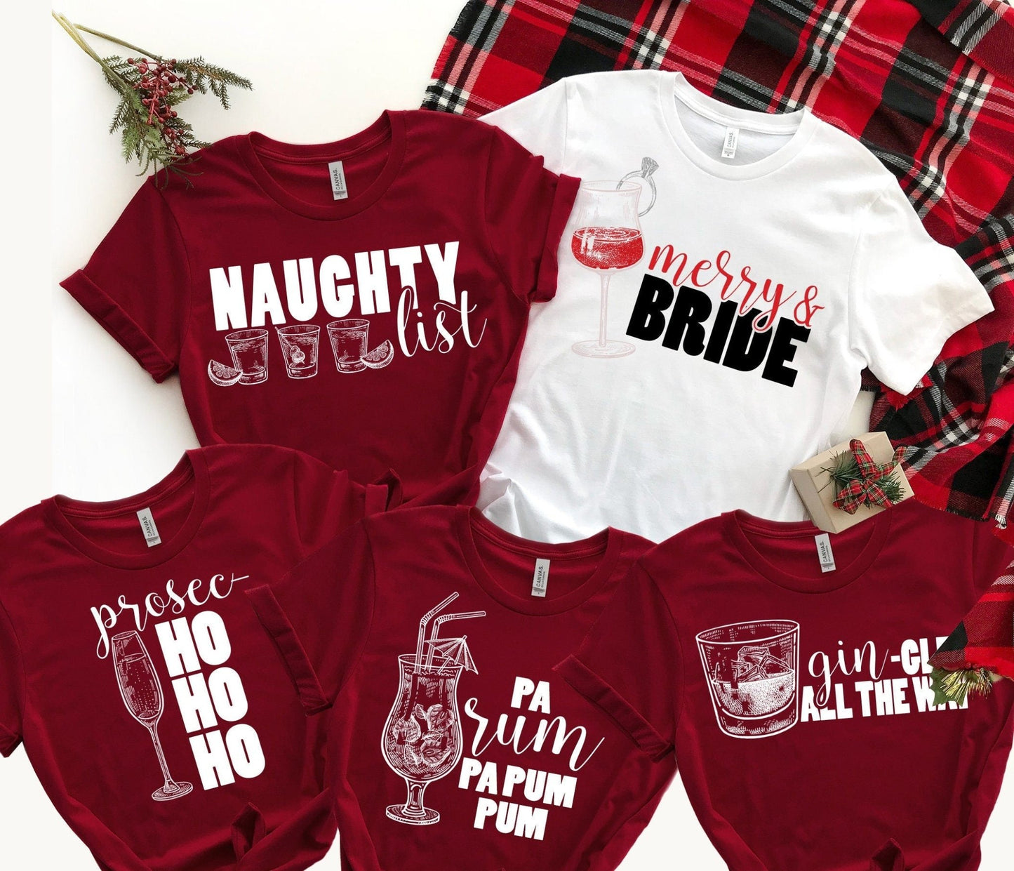 Christmas Bridesmaids Bachelorette Party T-Shirts - Squishy Cheeks