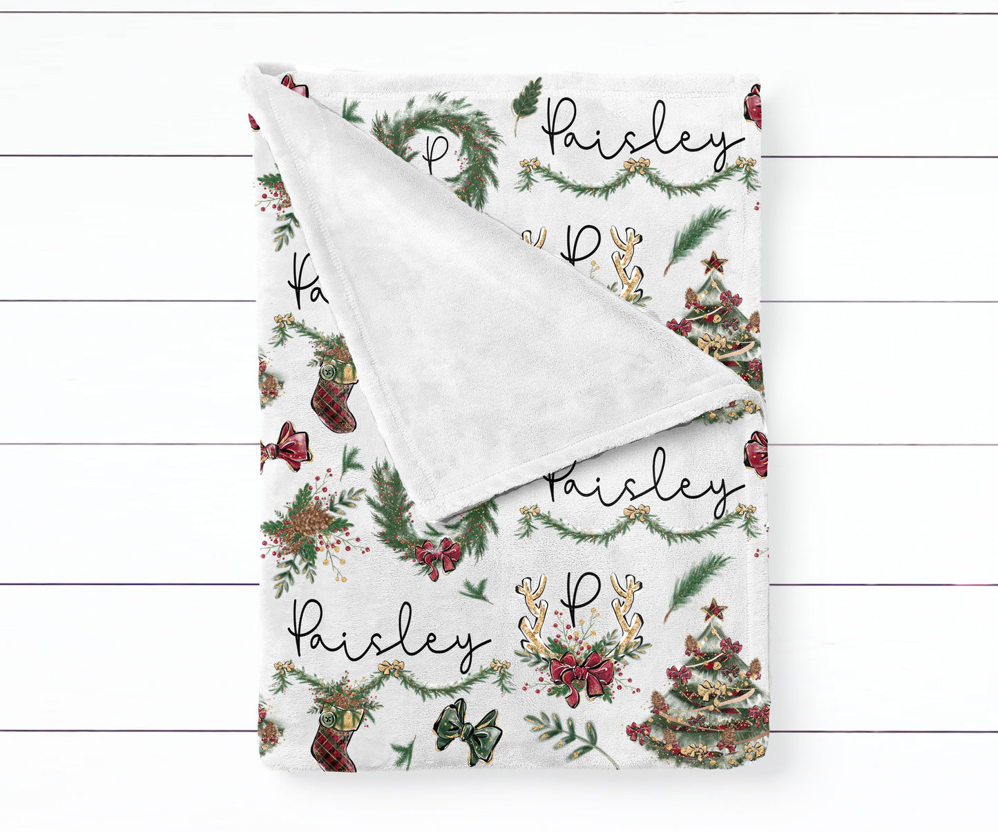 Girls Monogram Christmas Baby Swaddle Blanket