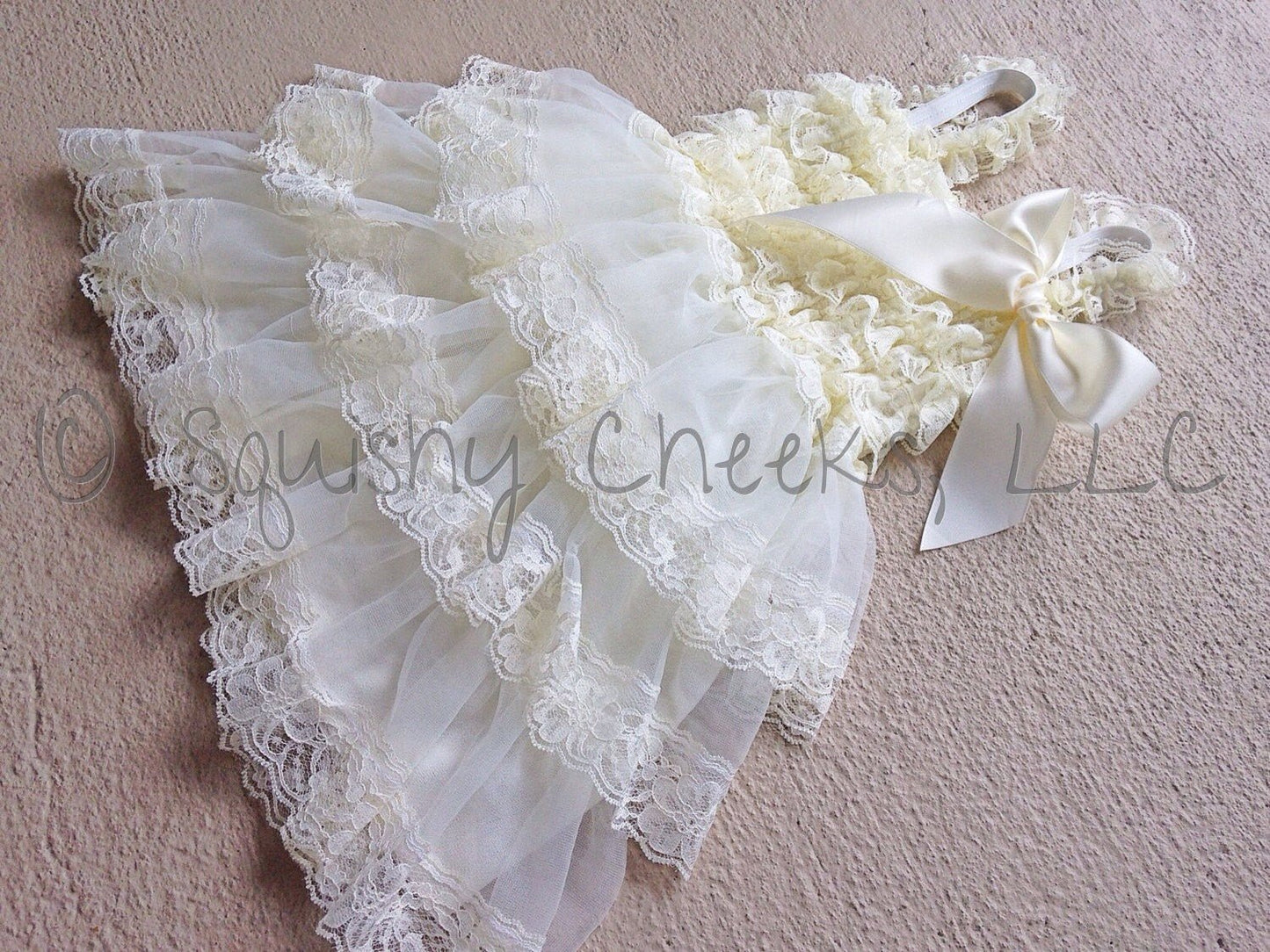 CLEARANCE Ivory Ruffled Lace Dress - Squishy Cheeks