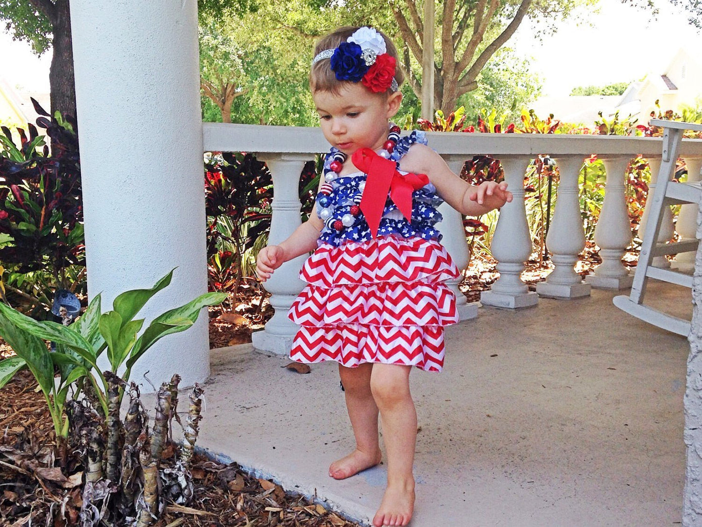 CLEARANCE Patriotic Ruffle Dress - Squishy Cheeks