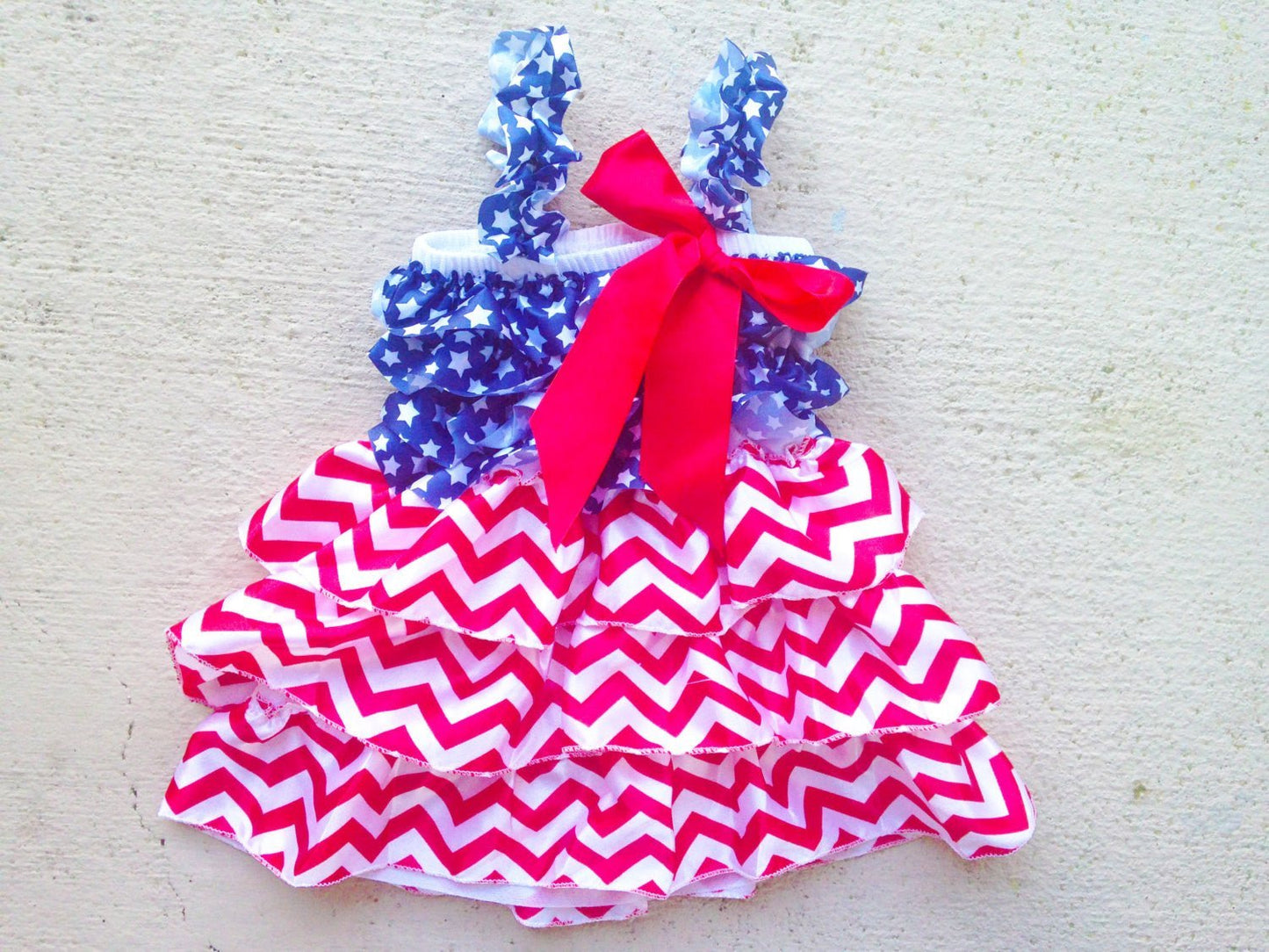 CLEARANCE Patriotic Ruffle Dress - Squishy Cheeks