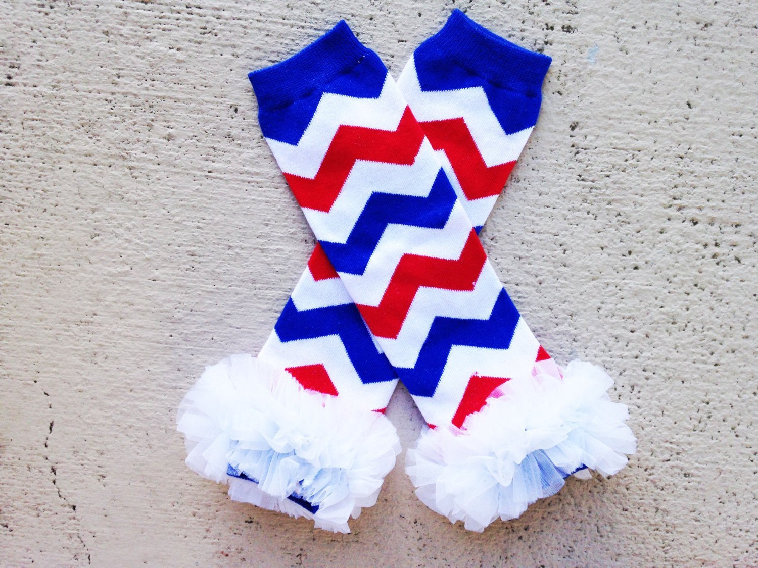 CLEARANCE Red, White, and Blue Chevron Leg Warmers - Squishy Cheeks