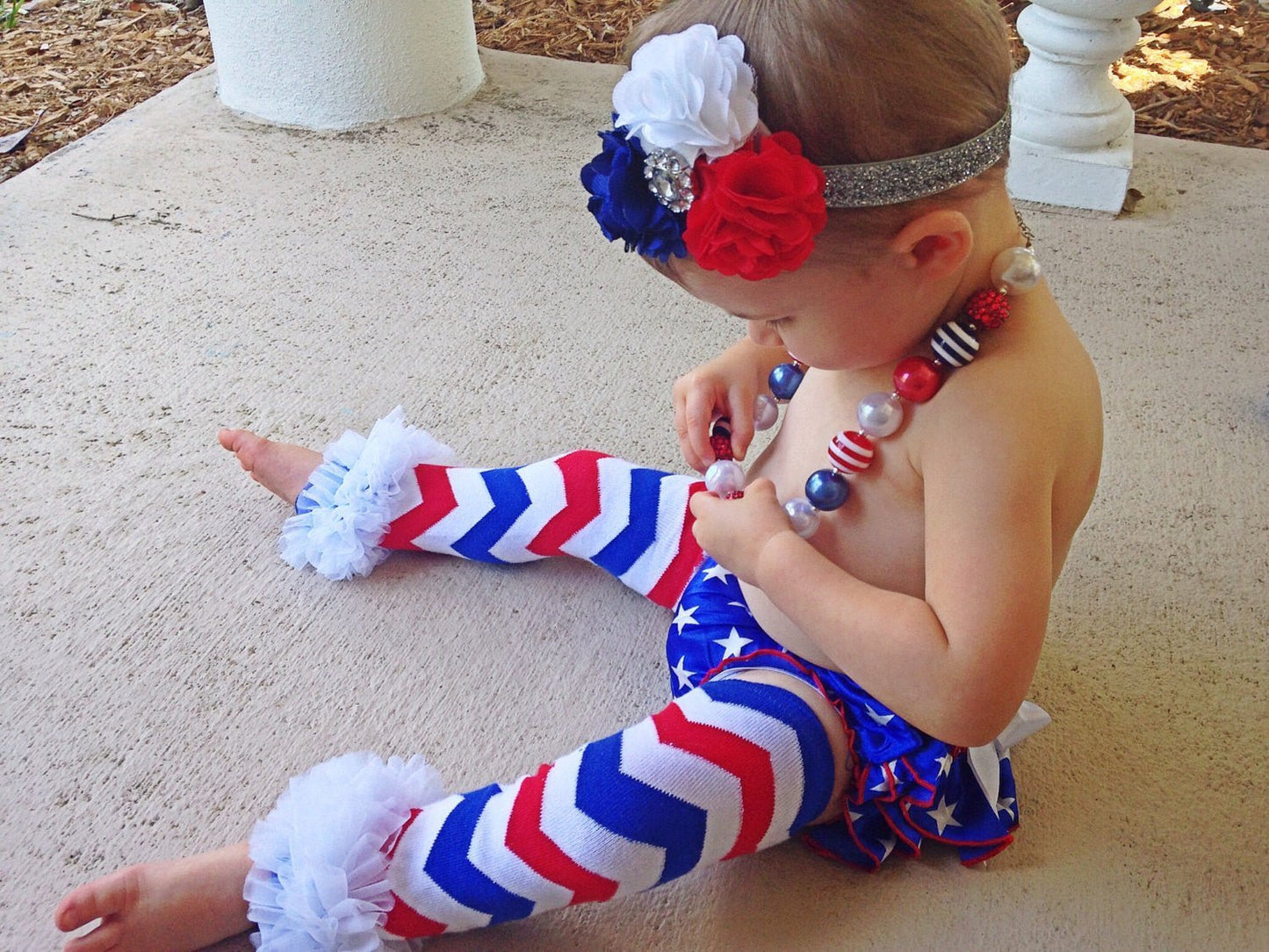 CLEARANCE Red, White, and Blue Chevron Leg Warmers - Squishy Cheeks