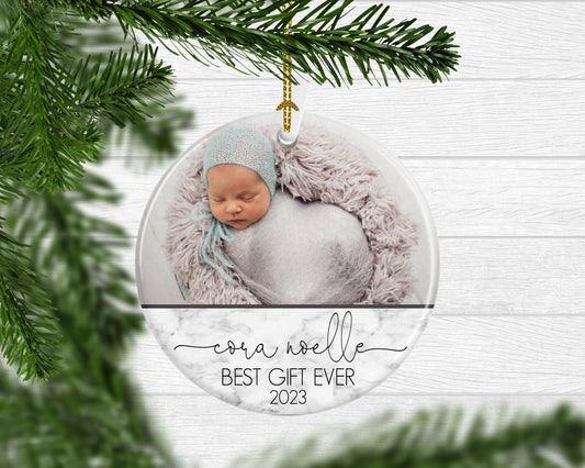 Custom Photo Baby's 1st Christmas Keepsake Ornament - Squishy Cheeks
