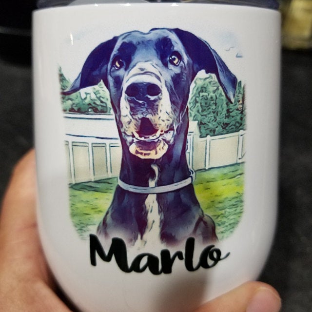 Custom Photo Dog Mother Wine Lover Tumbler - Squishy Cheeks