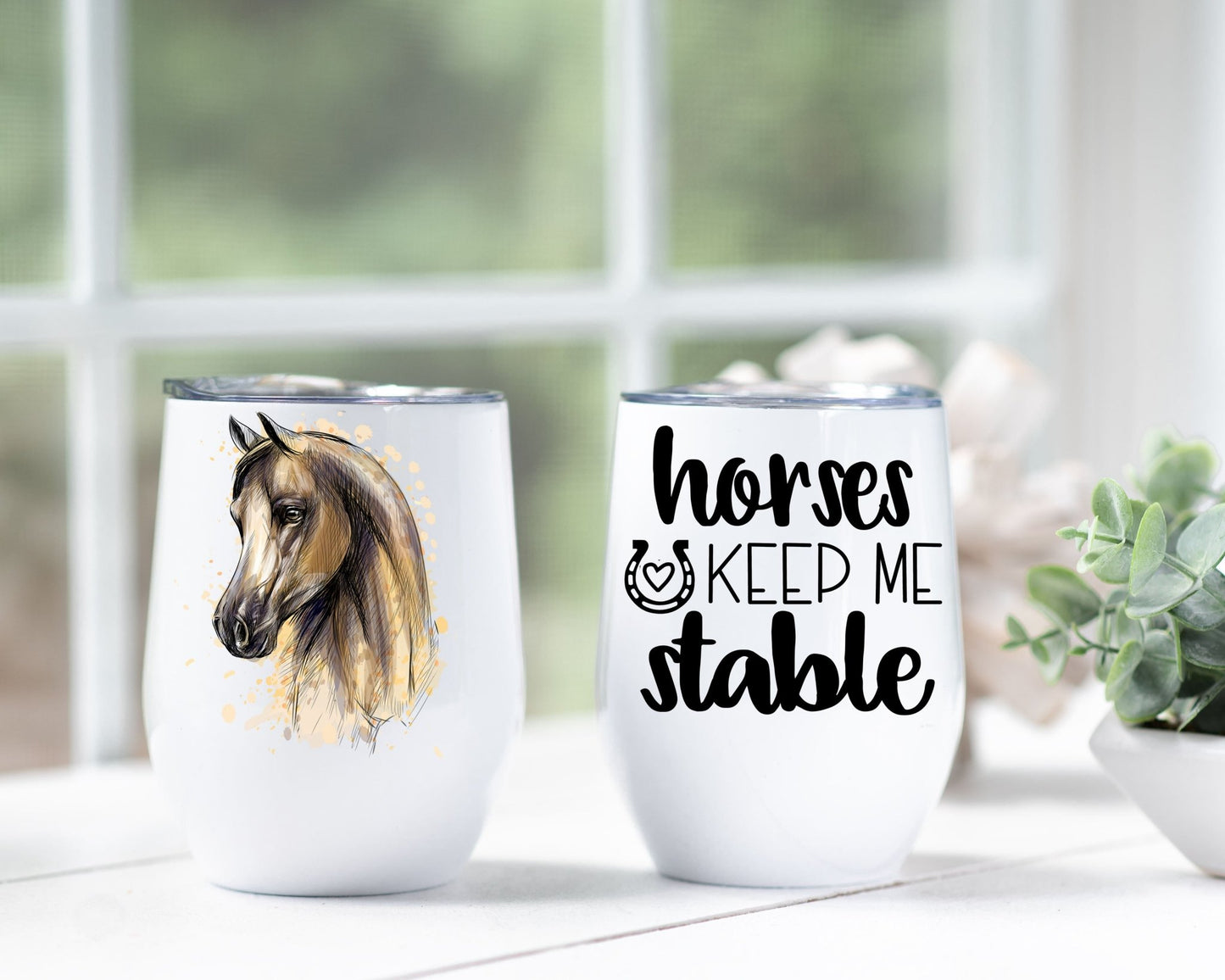 Custom Photo Horses Keep Me Stable Wine Tumbler - Squishy Cheeks