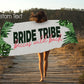 Custom Tropical Leaf Bride and Bridesmaid Beach Towel - Squishy Cheeks