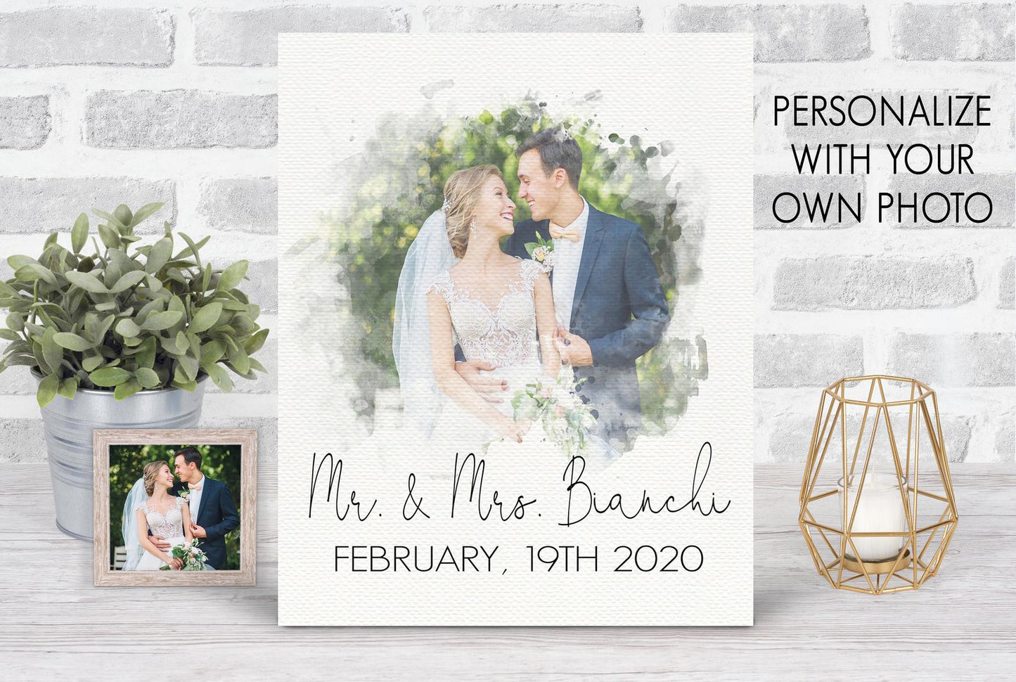 Custom Wedding Photo Anniversary Wedding Date Keepsake Art - Squishy Cheeks