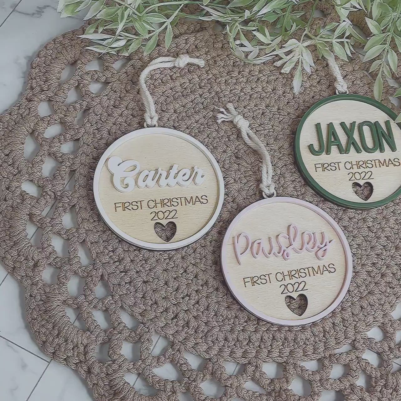 Baby 1st Christmas Ornament Personalized First Christmas Gift Baby Girl Baby Boy Wood Ornament