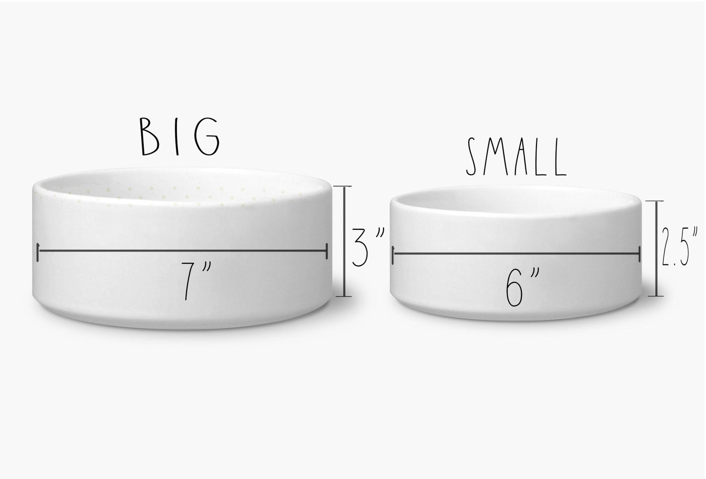 Design Your Own Pet Food Bowl Ceramic 6" or 7" White - Squishy Cheeks