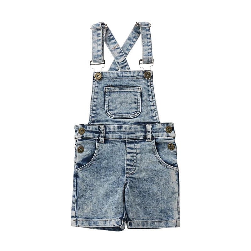 Distressed Denim Overalls Shorts - Squishy Cheeks