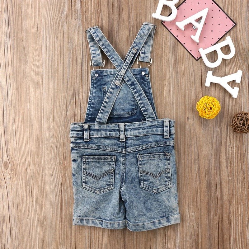 Distressed Denim Overalls Shorts - Squishy Cheeks