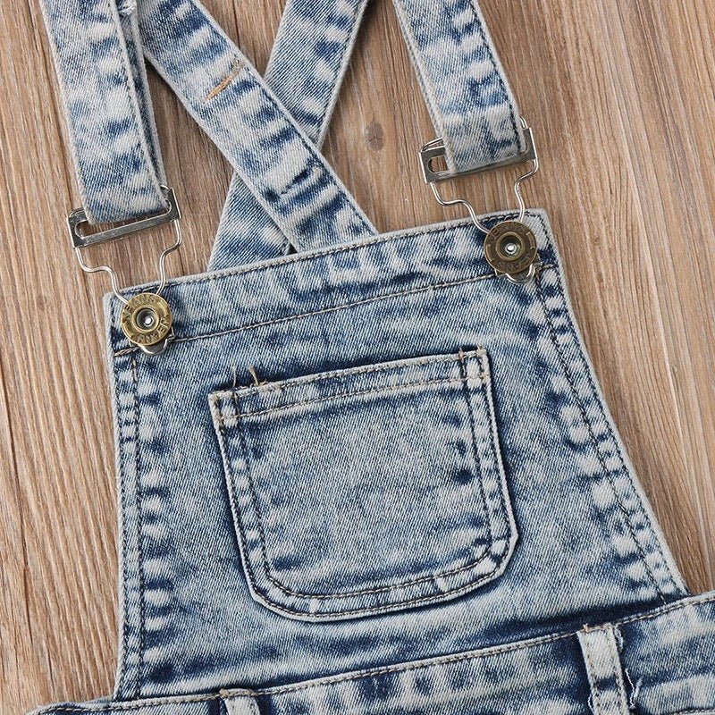 Distressed Denim Overalls Shorts - Squishy Cheeks