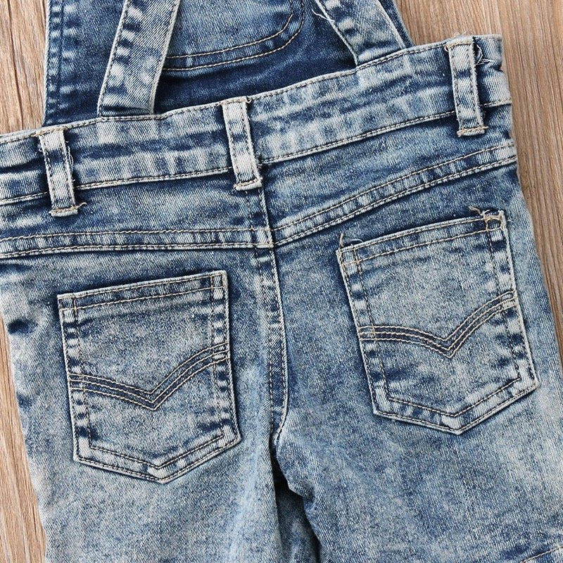 Distressed Denim Overalls Shorts - Squishy Cheeks