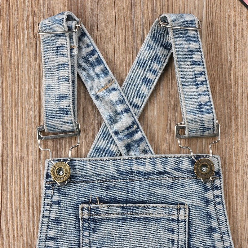 Distressed Denim Overalls Shorts - Squishy Cheeks