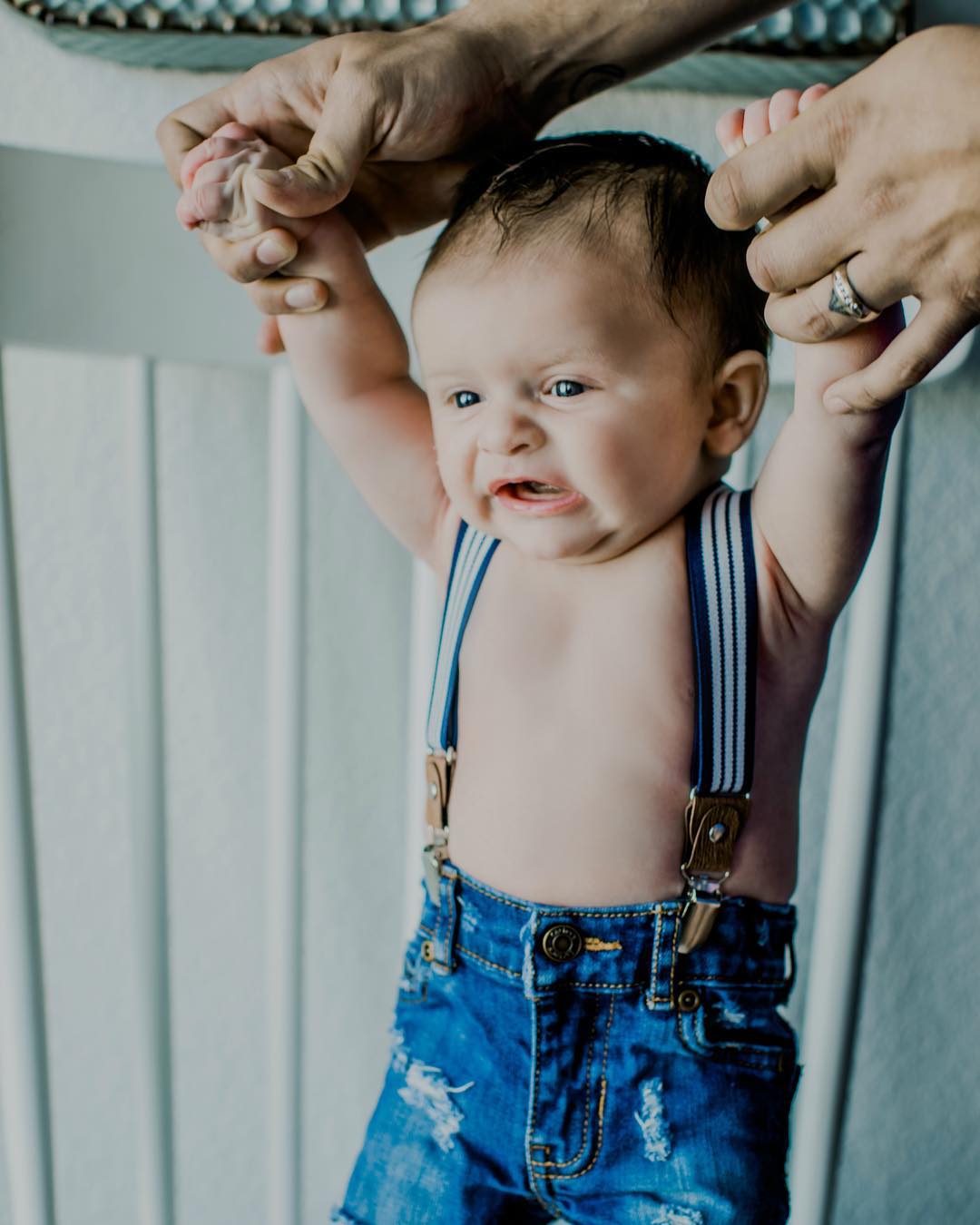 Distressed Denim Suspender Jeans or Shorts - Squishy Cheeks