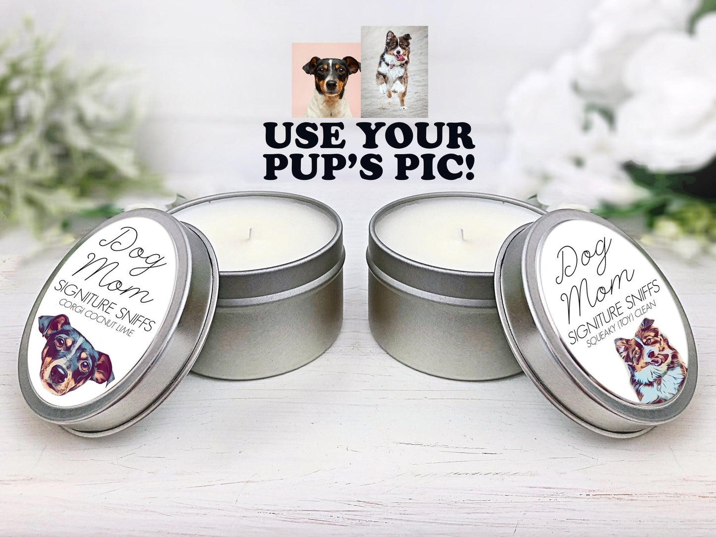 Dog Mom Signature Sniffs Custom Dog Photo Candle - Squishy Cheeks