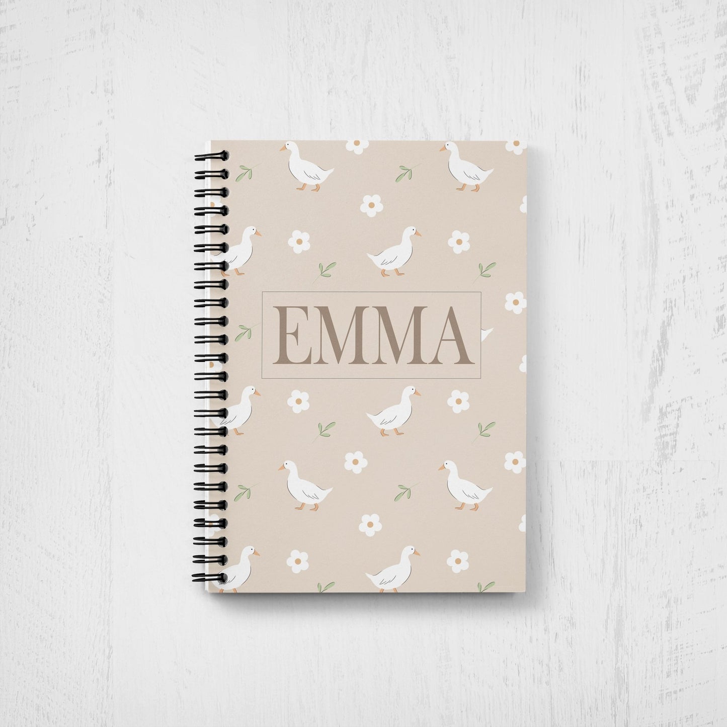 Easter Basket Stuffer Custom Name Notebook Duck Daisy Print Easter Basket Gift - Squishy Cheeks