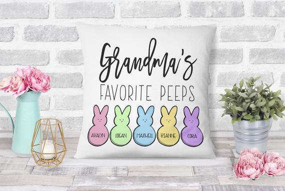 Easter Personalized Grandma's Favorite Peeps Pillow - Squishy Cheeks