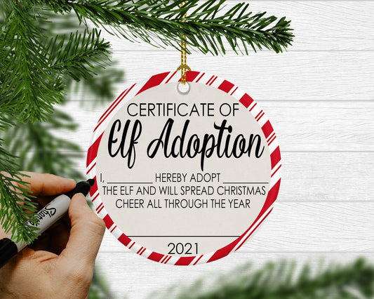 Elf Adoption Certificate Sturdy Polished Aluminum Ornament - Squishy Cheeks