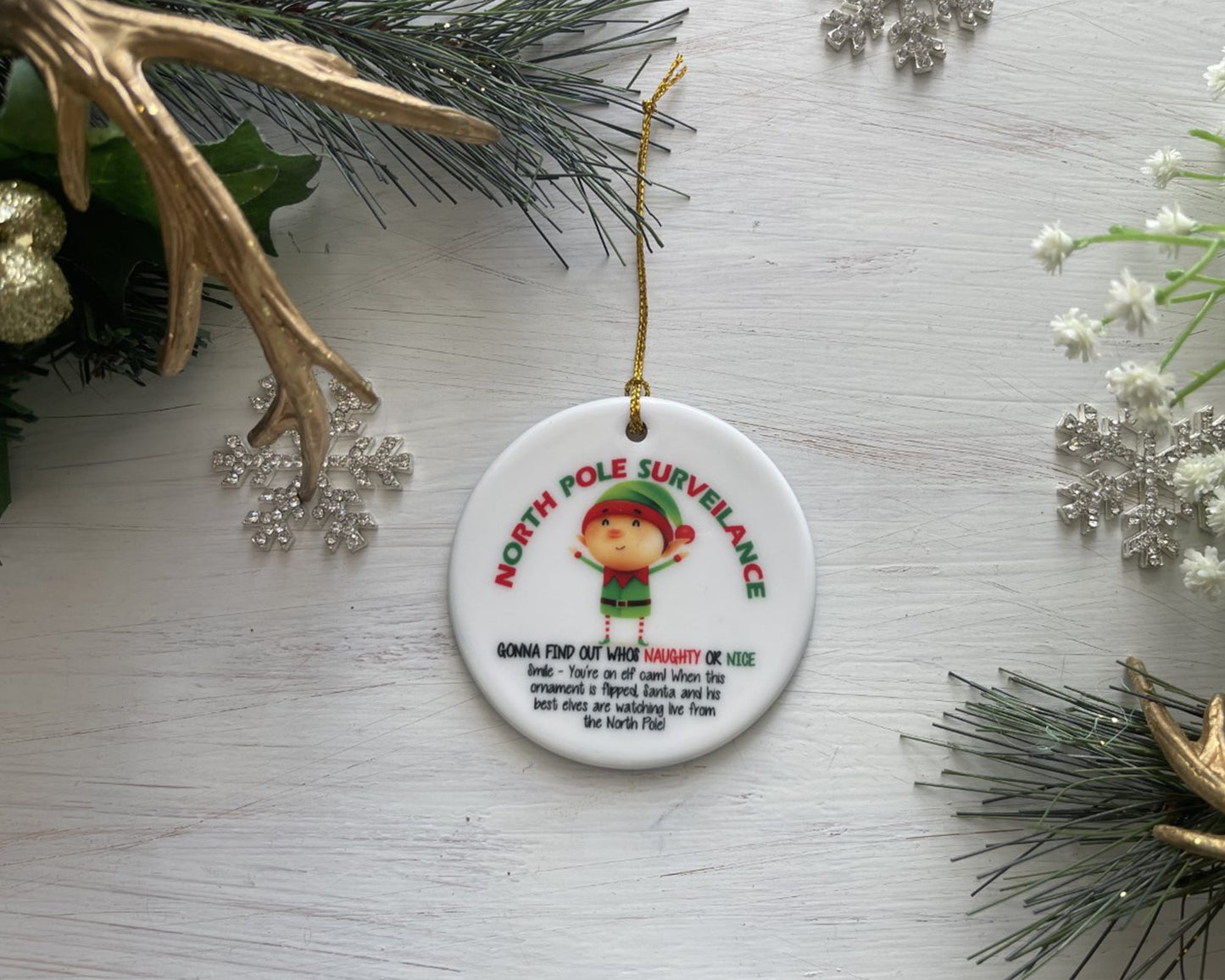 Elf Surveillance Double Sided Ornament - Squishy Cheeks