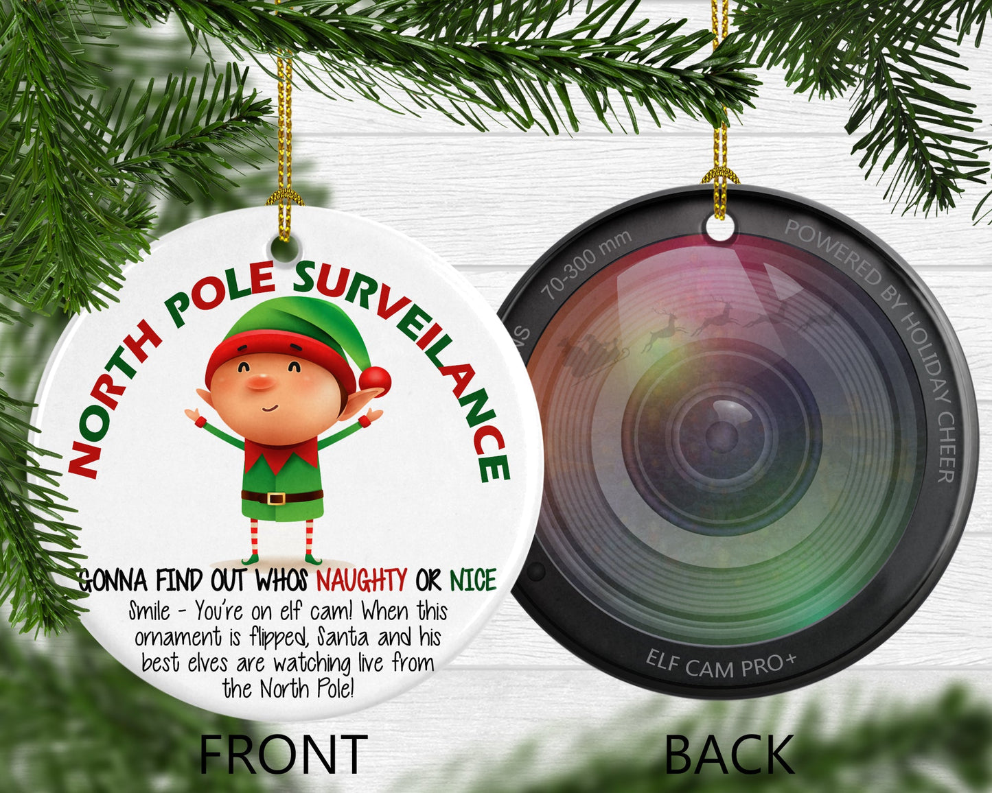 Elf Surveillance Double Sided Ornament - Squishy Cheeks