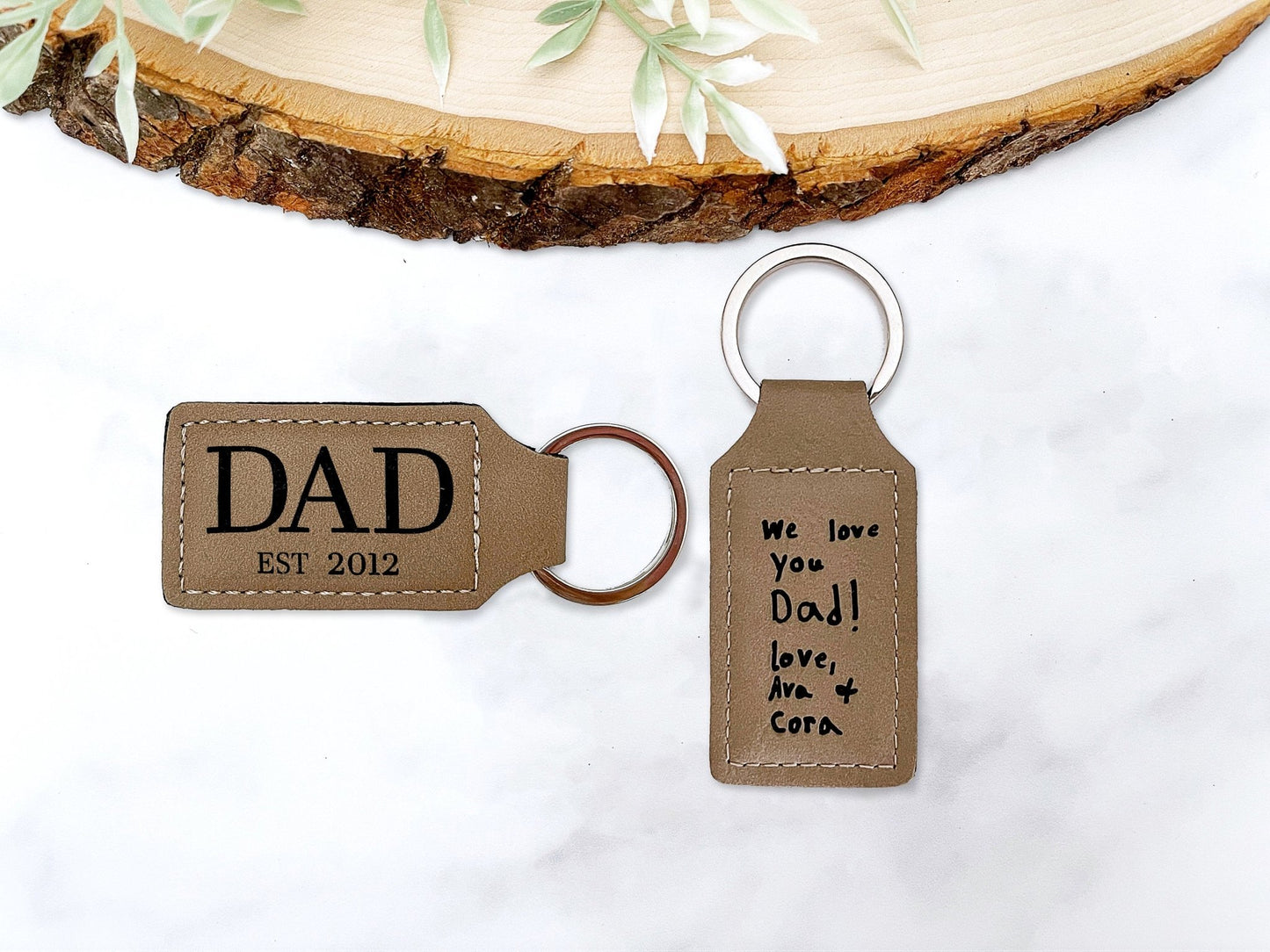 Fathers Day Gift Keychain for Dad Key Chain Gift from Kids Personalized Key Ring Handwritten Note for Dad Custom Birthday Gift for Dad - Squishy Cheeks