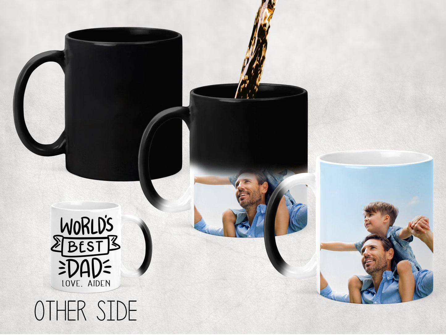 Fathers Day Gift, Personalized Color Changing Coffee Mug, Unique Dad Gift for Fathers Day - Squishy Cheeks