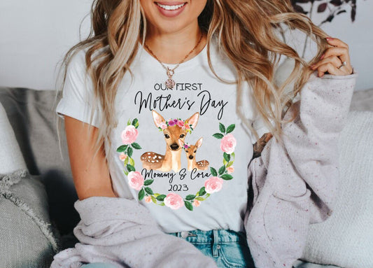 First Mother's Day Mommy And Me Women's Tee - Squishy Cheeks