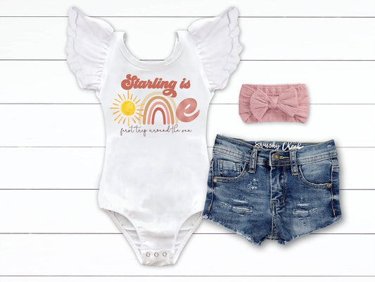 First Trip Around the Sun Girl 1st Birthday Outfit - Squishy Cheeks