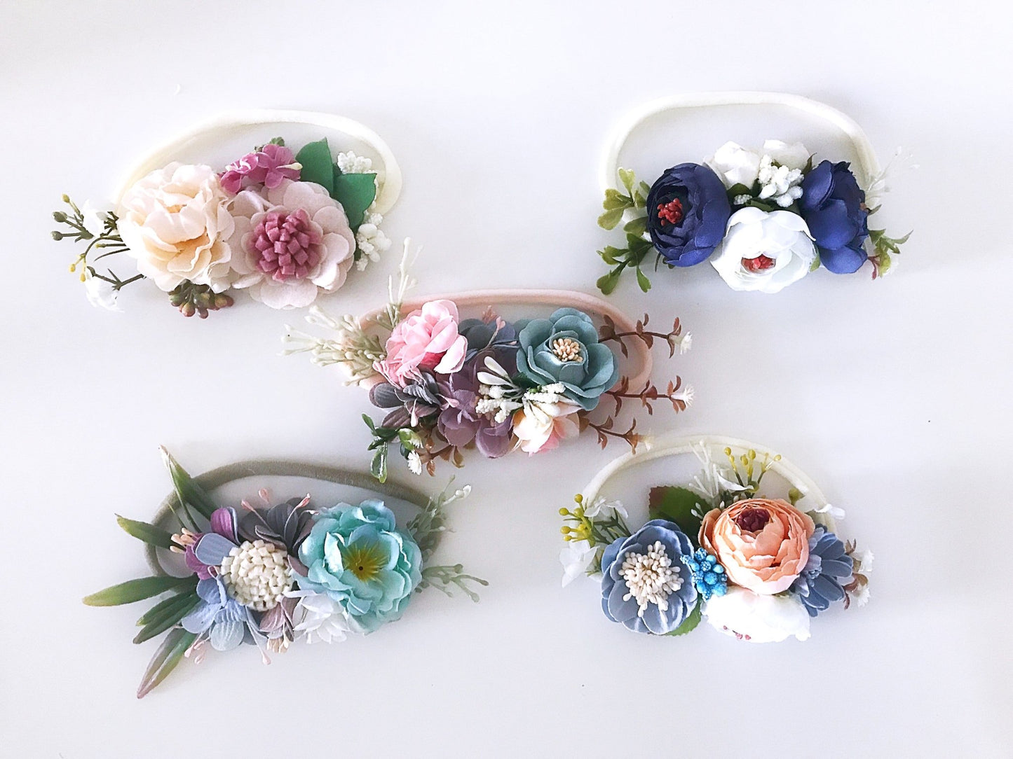 Floral Nylon Headband Cottage Blues - Squishy Cheeks