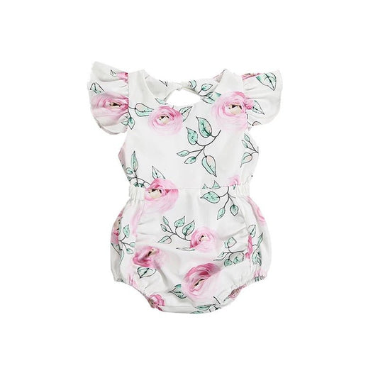 Floral Open Tie-Back Bubble Romper - Squishy Cheeks