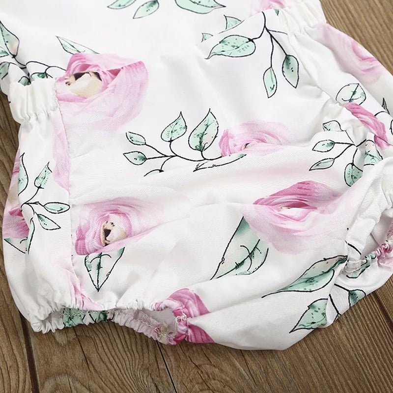 Floral Open Tie-Back Bubble Romper - Squishy Cheeks