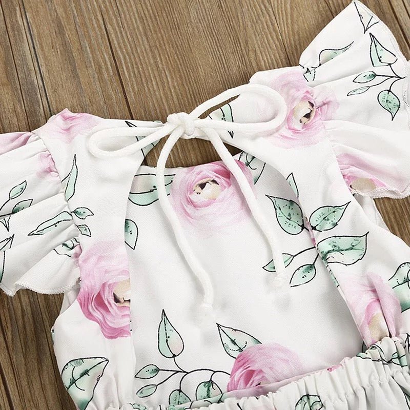 Floral Open Tie-Back Bubble Romper - Squishy Cheeks