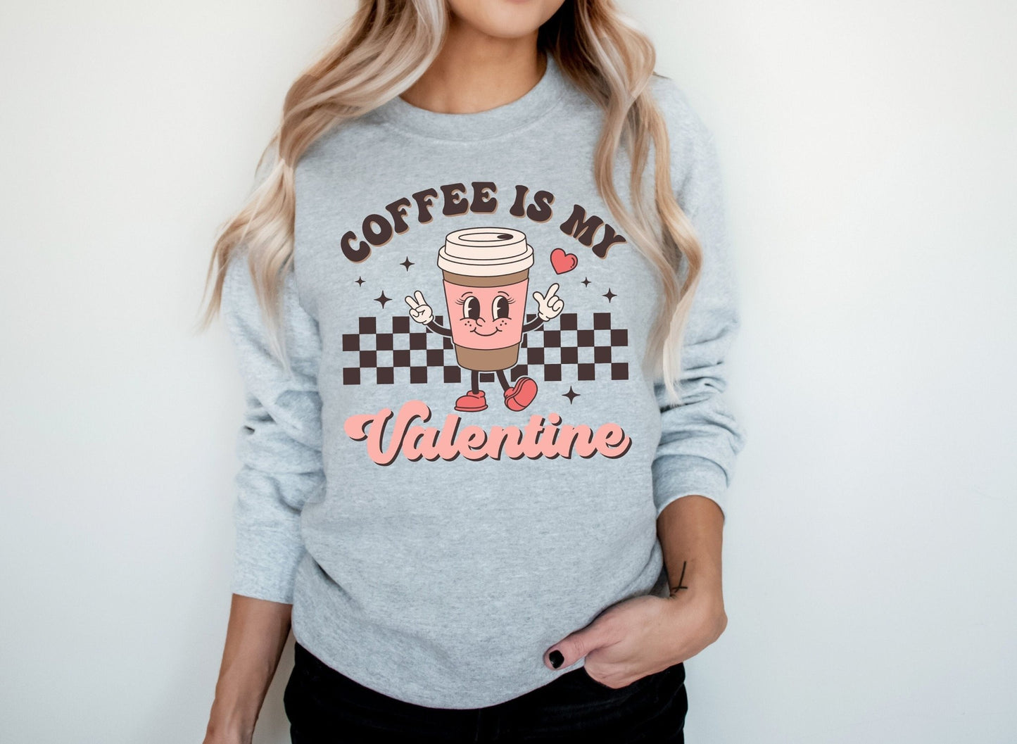 Funny Coffee Is My Valentine Women's Valentine's Day Shirt Funny Tired Mom Valentines Day Shirt Tee - Squishy Cheeks