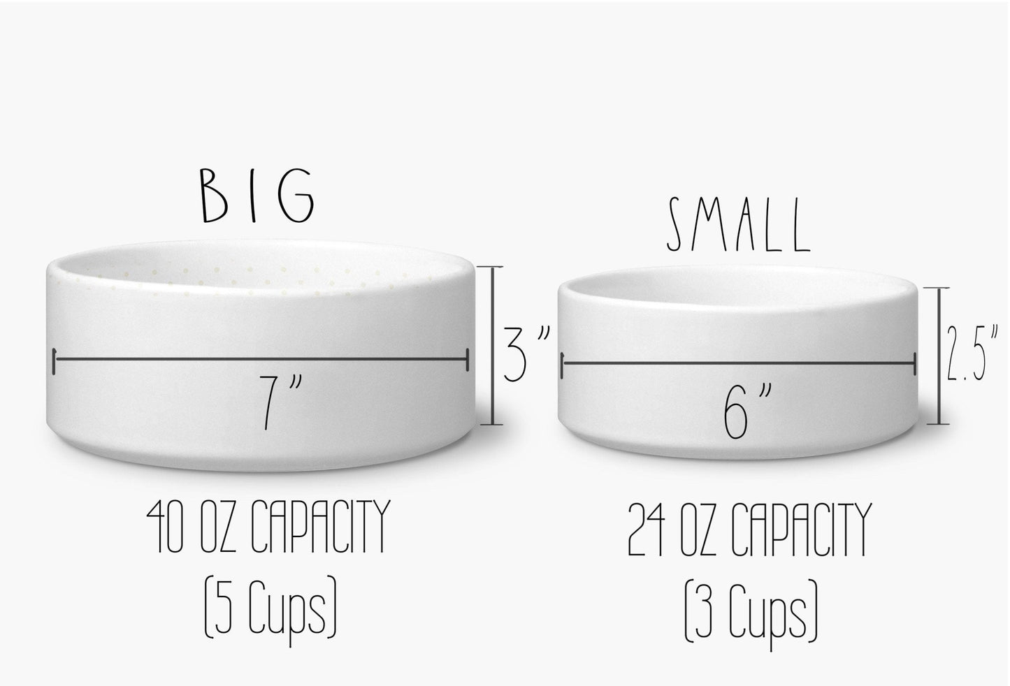 Funny Dog Bowls Famished Parched New Puppy Gift Heavy Food Bowl Water Bowl Cat Bowls Ceramic 6" or 7" - Squishy Cheeks